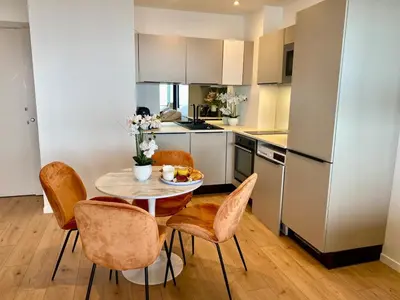 Cuisine ou kitchenette dans l'établissement FRONT DE MER PANORAMIQUE Super Cannes