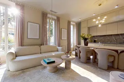 Coin salon dans l'établissement Modern AC apartment - 2BDR 4P - Cannes Beach