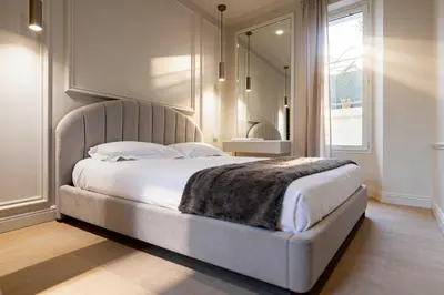 Un ou plusieurs lits dans un hébergement de l'établissement Modern AC apartment - 2BDR 4P - Cannes Beach