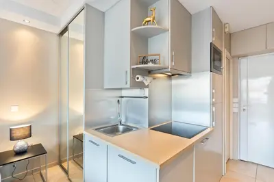 Cuisine ou kitchenette dans l'établissement Palais Rouaze Cannes