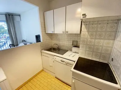 Cuisine ou kitchenette dans l'établissement Palm d'Or KAR146 2P