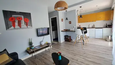 Cuisine ou kitchenette dans l'établissement Golfe Juan Studio