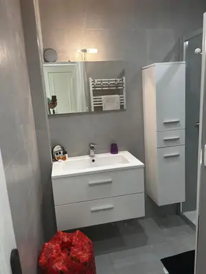 Salle de bains dans l'établissement Modern cosy two bedrooms in Cannes , large terrace, 5 minutes from Croisette
