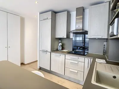 Cuisine ou kitchenette dans l'établissement Grand studio cabine à côté des plages NER634