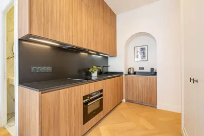 Cuisine ou kitchenette dans l'établissement La Guitare 23 - Large modern studio with balcony in center of Cannes, just behind Grand Hotel