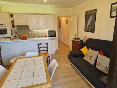 Cuisine ou kitchenette dans l'établissement Cannes près Croisette beau 2 pièces 3 étoiles