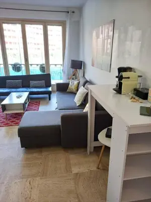 Coin salon dans l'établissement +++++ brand new flat 4 persons near Hotel Martinez, center and Palais des festivals +++++