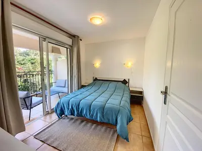 Un ou plusieurs lits dans un hébergement de l'établissement Appartement 2 pièces au cœur du Cap d'Antibes