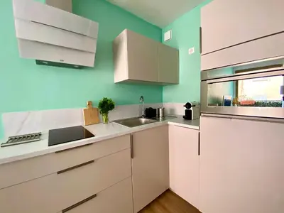 Cuisine ou kitchenette dans l'établissement Les Beaux Jours - Calm & Sunny balcony