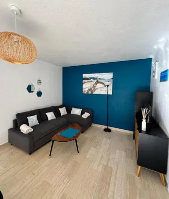 Coin salon dans l'établissement T2 appartement Golfe Juan 47m2 plages et port