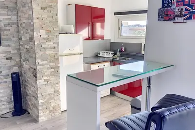 Cuisine ou kitchenette dans l'établissement AiguesMarines