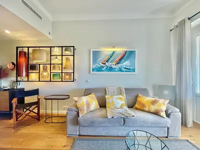 Coin salon dans l'établissement Gallia Park by Welcome to Cannes