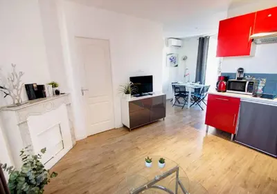 Cuisine ou kitchenette dans l'établissement Lovely one bedroom apartment Gambetta Cannes
