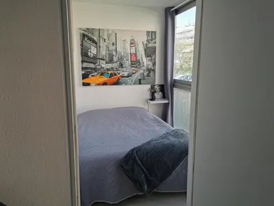 Un ou plusieurs lits dans un hébergement de l'établissement Grand studio de 33m² à 300m des plages
