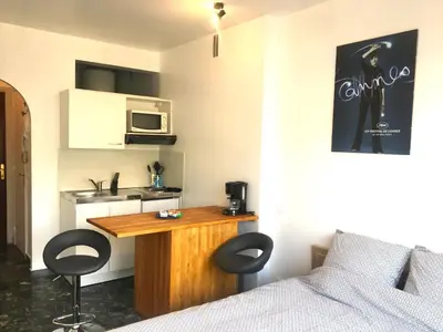 Cuisine ou kitchenette dans l'établissement Cannes center terrace AC Wifi 200 m from sea behind Martinez