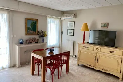 Télévision ou salle de divertissement dans l'établissement Cannes Palm Beach Top Floor Terrace ! SAINT JAMES