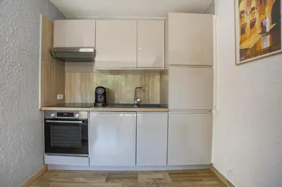 Cuisine ou kitchenette dans l'établissement Studio A/C La Californie with patio by Olidesi