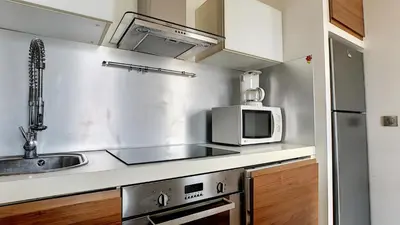 Cuisine ou kitchenette dans l'établissement Superbe appartement vue dégagée sur des jardins