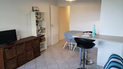 Cuisine ou kitchenette dans l'établissement Studio Mas du Tanit Olympe