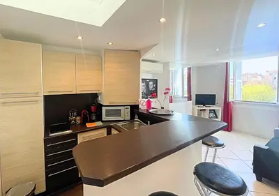 Télévision ou salle de divertissement dans l'établissement Viva Riviera Central 1 Bedroom Place Gambetta