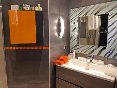 Salle de bains dans l'établissement Villa Galateias, un coin de Paradis, superbe vue avec piscine privée