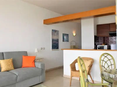 Coin salon dans l'établissement Bel Appartement 2P, Vue Mer, 4 Pers, Villeneuve-Loubet Plage - FR-1-252A-80
