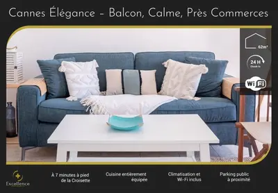 Coin salon dans l'établissement Cannes Elegance – Balcony & Quiet Near Shops