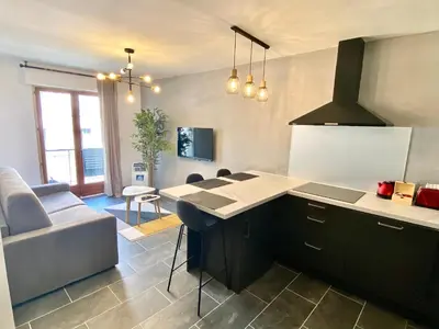 Cuisine ou kitchenette dans l'établissement Le Marignan SCLS - Wifi, Climatisation