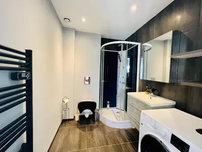 Salle de bains dans l'établissement LES PALMIERS - Appartement avec piscine proche plages - Wifi et Clim