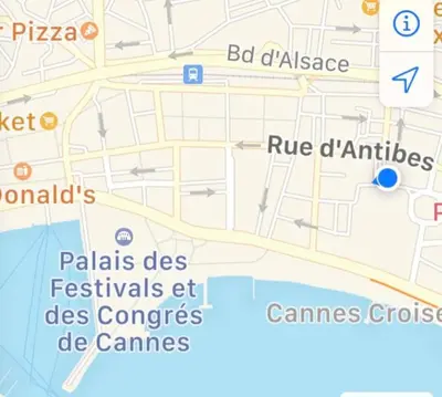 Plan de l'établissement 2 pièces 2 terrasses 100 m Croisette très clair.