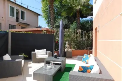 Coin salon dans l'établissement Proche mer 3P+40m2 terrasse
