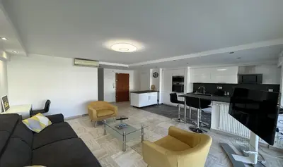 Cuisine ou kitchenette dans l'établissement Charming 2 room , 52 m2, very spacious, bright and near sea Martinez hotel