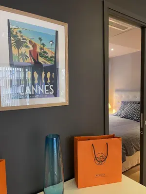 Un ou plusieurs lits dans un hébergement de l'établissement Magnifique Modern appartement avec terrasse FERN12
