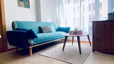 Coin salon dans l'établissement Appartement Cannes centre ville pour congrès ou vacances à 5 min de la Croisette, plage