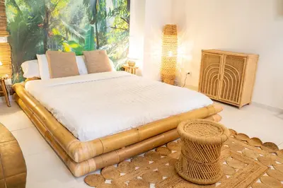 Un ou plusieurs lits dans un hébergement de l'établissement Le Bali Safranier Vieil Antibes