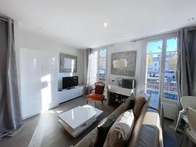 Télévision ou salle de divertissement dans l'établissement Cannes Heart of town 2 BR perfect congress & Holidays by Olam Properties