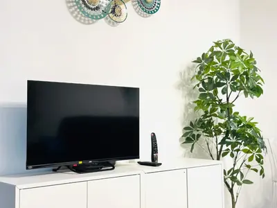 Télévision ou salle de divertissement dans l'établissement Le Cocon - 2 pièces centre Cannes - Terrasse